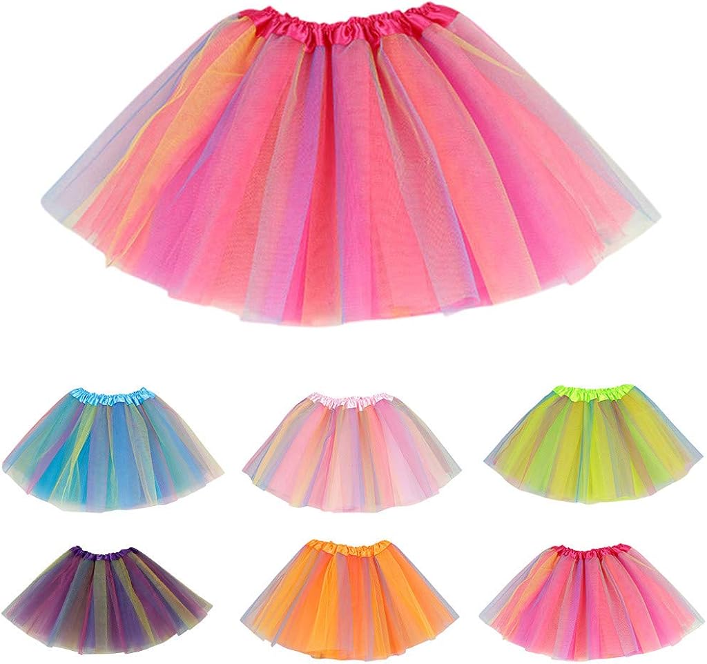 Amazon.co.jp Tutu Skirt, Kids, Rainbow Color, Tulle Skirt, Sparkling