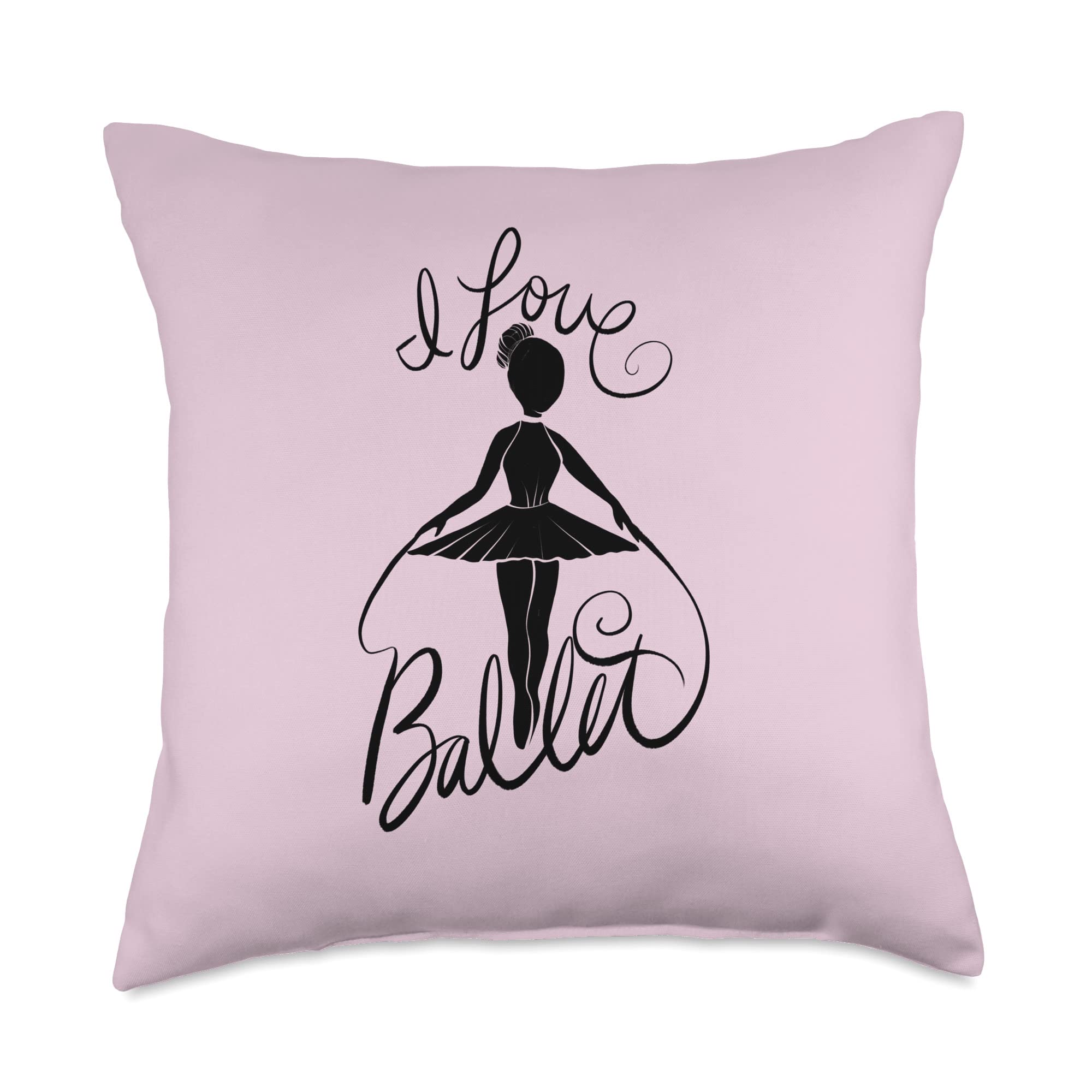 Ballet Bubb I Love Cute Ballerina Ballet Class Design Throw Pillow, 18x18, Multicolor