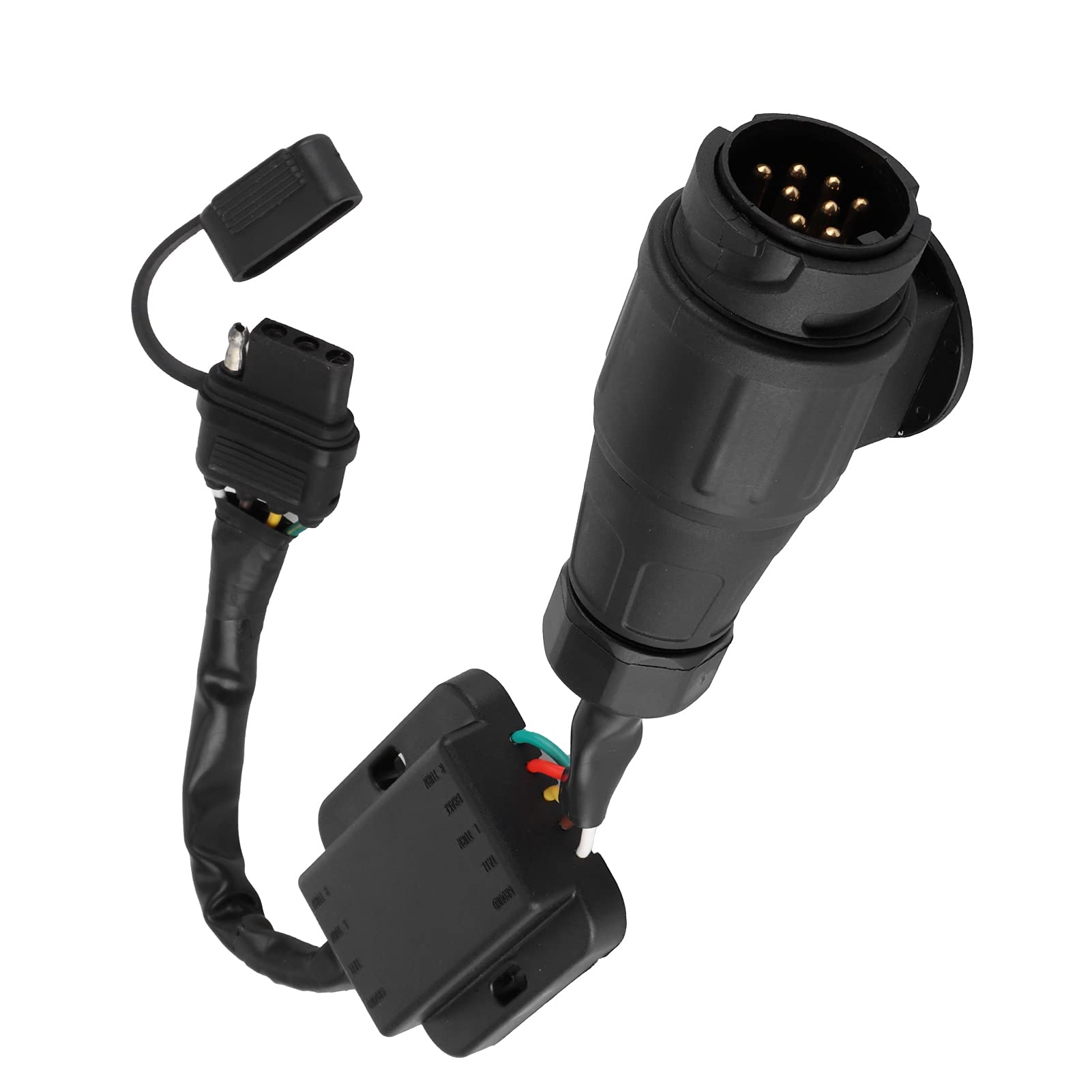 Adapter złącza przyczepy Europejskie 13-pinowe na amerykańskie 4-pinowe okablowanie obwodu tylnych świateł Konwerter typu Plug and Play – Separator sygnału dla dwuprzewodowych