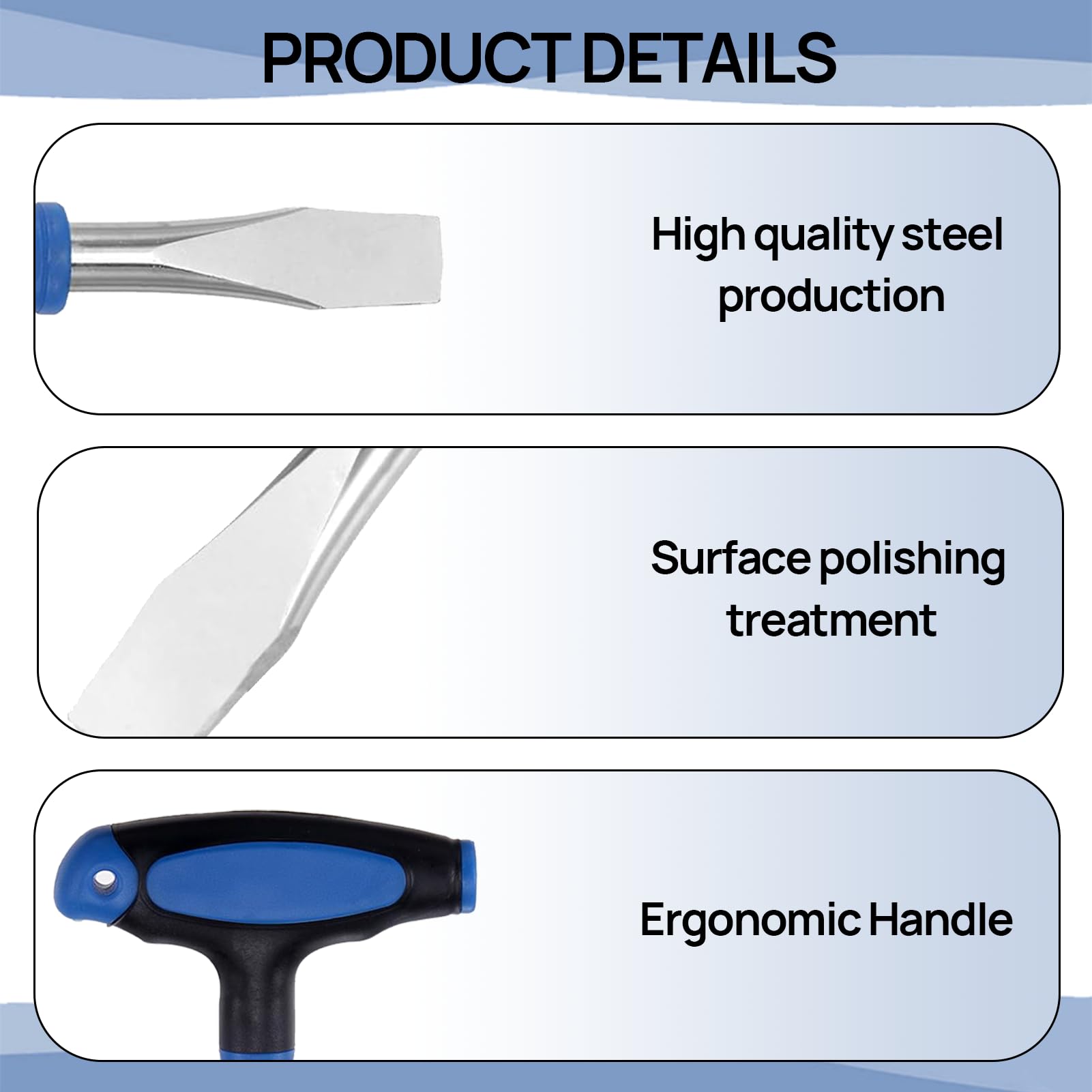 T Handle 10.8mm Flat Head Screwdriver Ergonomic Handle Flat Head Blue Black T-Handle Screwdriver Easy to Use Flat Head Screwdrivers Plastic Non-Slip Handle Slotted Screwdriver for Film Sets - Image 3