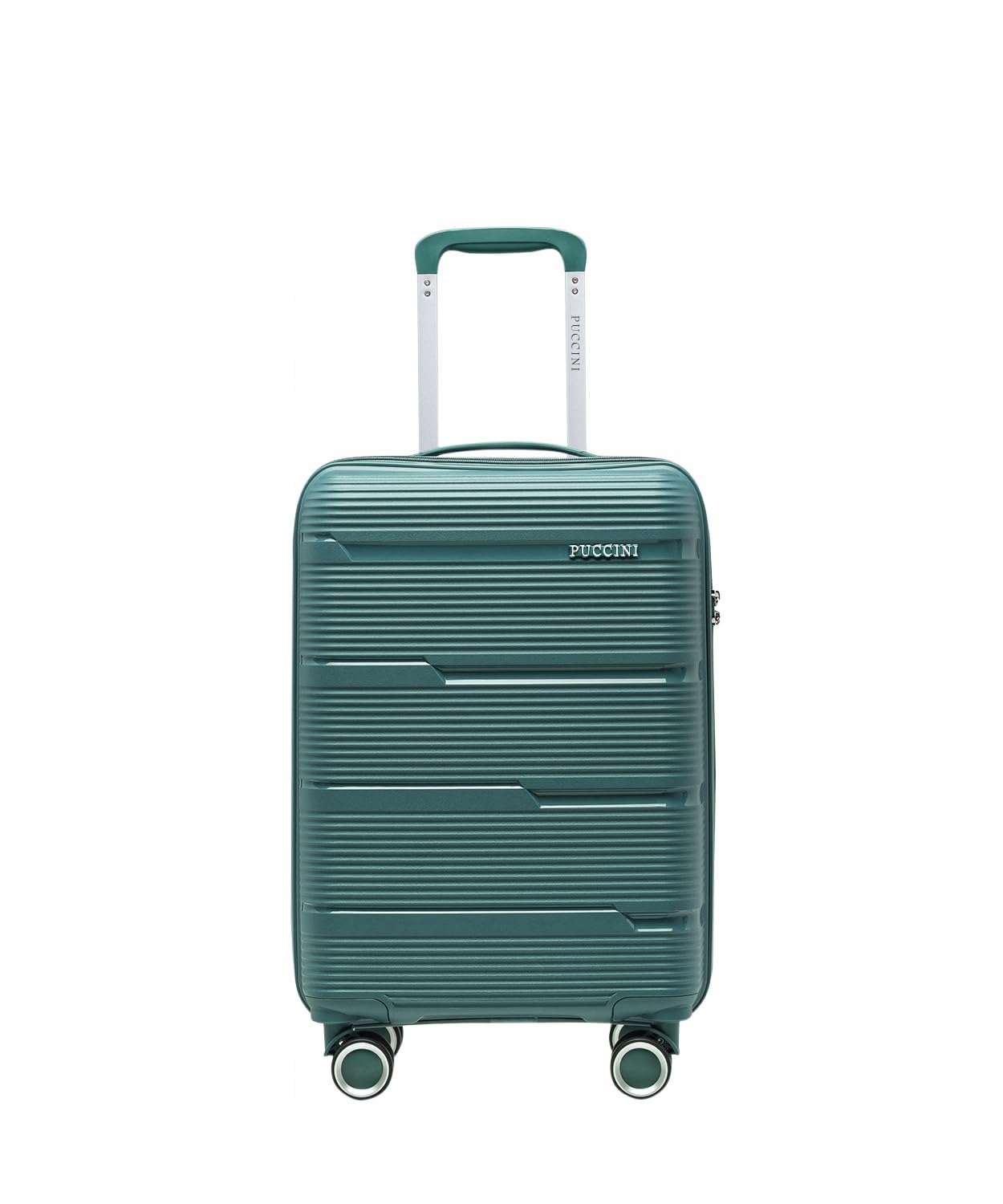 PUCCINI Walizka Kabinowa, Twarda, Zielona, Polipropylen, 36L, 4 Kółka Obrotowe 360°, 56x36x22 cm, 2.6 kg