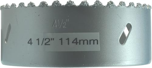 4 1/2" Carbide Grit Hole Saw for Drywall Recessed Ceiling Lights, LED Install, Plaster, 4.5 in Cutter Drills Hardie Board, Backer Board, Fiberglass & Cement Siding Plank
