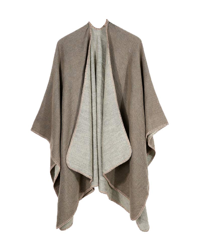 Poncho Donna HEIZZI Con Cappuccio E Frange – Scialle Morbido In Acrilico, Caldo E Avvolgente, Taglia Unica (90x95 Cm)