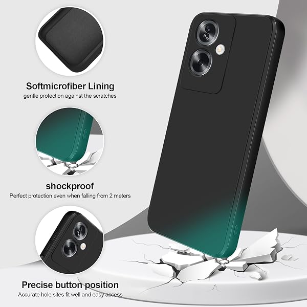 GiiYoon Cover per Oppo A79 5G Custodia in Silicone, Custodia Antiurto Case Sottile in Silicone TPU con Strato Interno in Fibra e Protezione della Fotocamera, Nero - 2