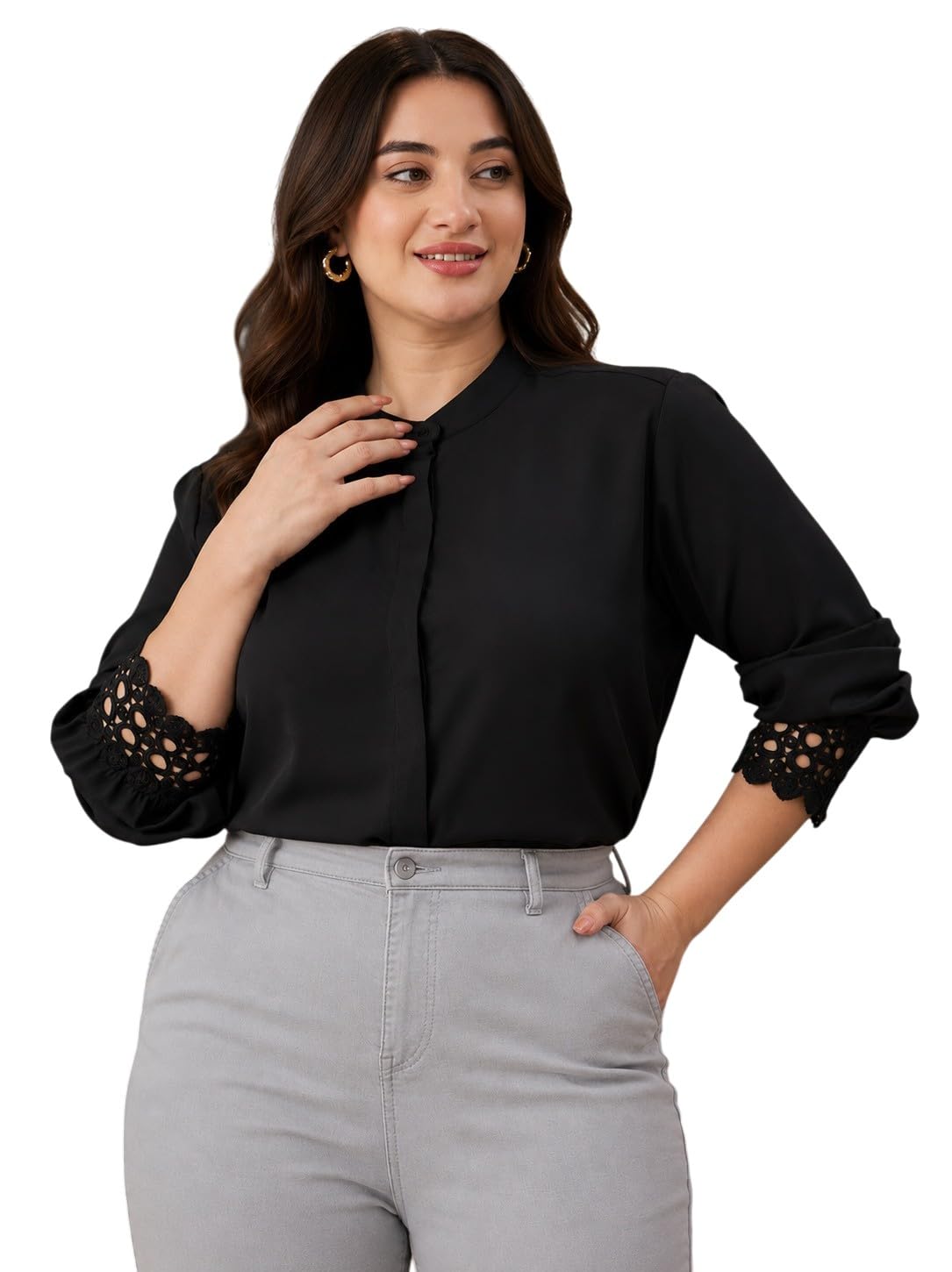Plus Women Maroon Polyester Formal Shirt-image-24