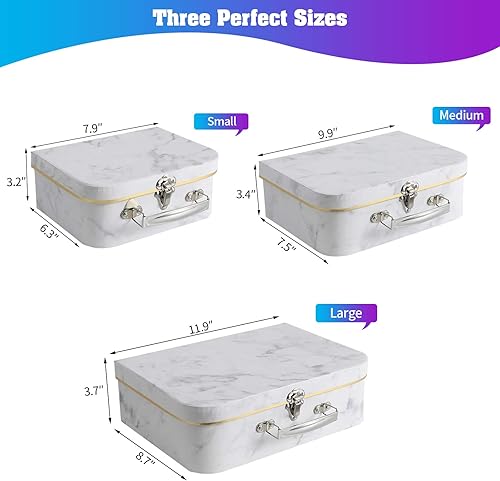 Miniatura 5 de Anndason Juego de 3 cajas de almacenamiento decorativas para maletas de cartón cajas de regalo con tapas para almacenamiento de fotos decoración del