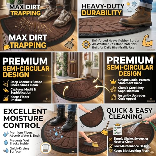 Image of Durable Door Mat for Entrance - Heavy Duty Welcome Mat for Indoor Outdoor Use, Non-Slip Rubber Backing, Low Profile, Mud Trapper Doormat for Front Door, Patio, Garage, 45x75 cm