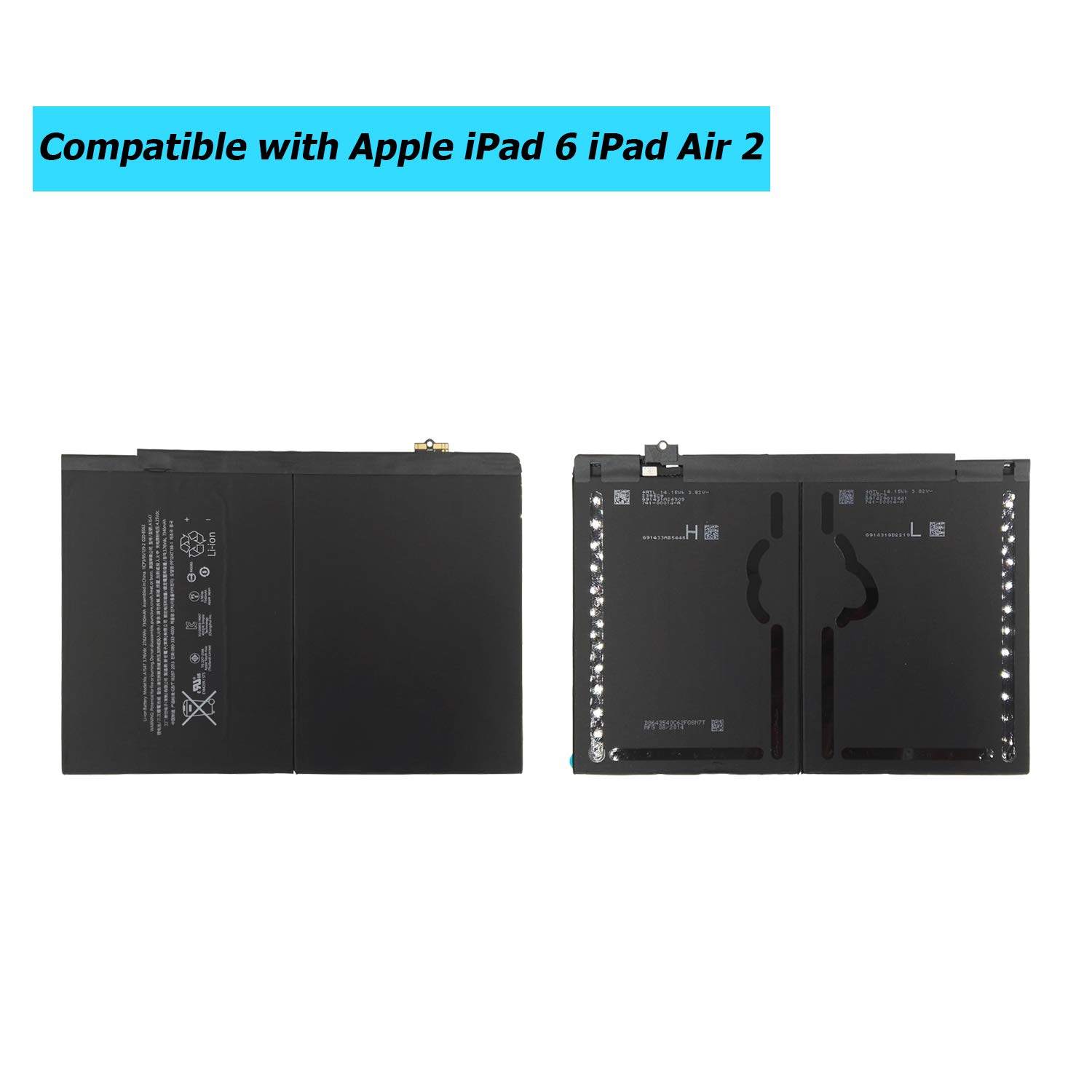 Batterie de rechange compatible Apple iPad Air 2 A1566 A1567 iPad6 7300 mAh