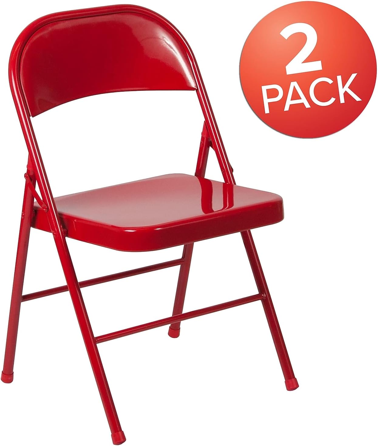 Flash Furniture 2 Pack HERCULES Series Double Braced Red Metal Folding Chair
