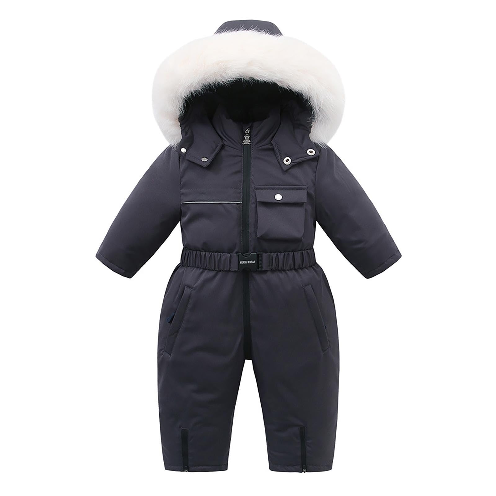 Genérico Mono infantil de otoño e invierno con forro de terciopelo, traje esquí infantil con capucha, traje esquí, escalada Chaquetas Plumas Hombre