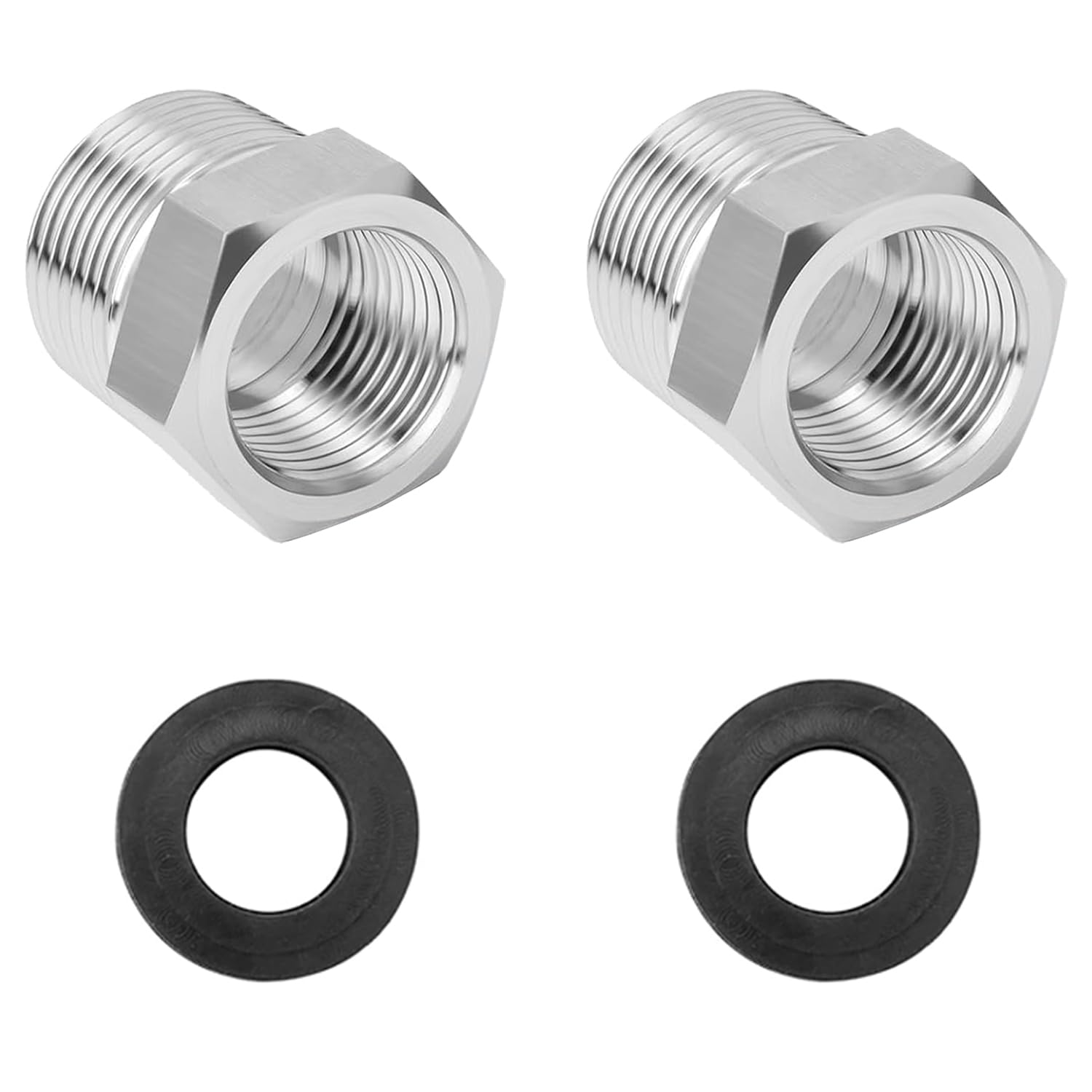 2 riduttori da 1/2 a 3/8, 2 adattatori da 1/2 a 3/8 pollici, riduttore, raccordo filettato in acciaio inox, filettatura esterna, filettatura interna, adatto per industria ecc. Con anello in