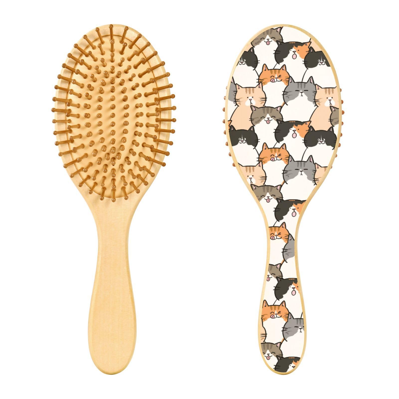 Hair Brush Detangling Brush for Massaging Scalp Sanhua Cat Pattern Tangle-Free Hair Brush for All Hair Types Women Men Girls Boys Wooden Hair Detangler Cute Kittens