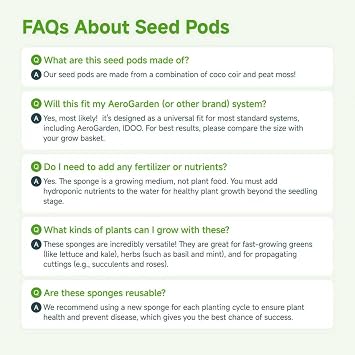 60 Pack Pods Replacement, Hydroponic Grow Sponges Rapid Rooting Seed Starter Sponges Compatible with Aerogarden,IDOO, Models & Indoor Hydroponic Systems