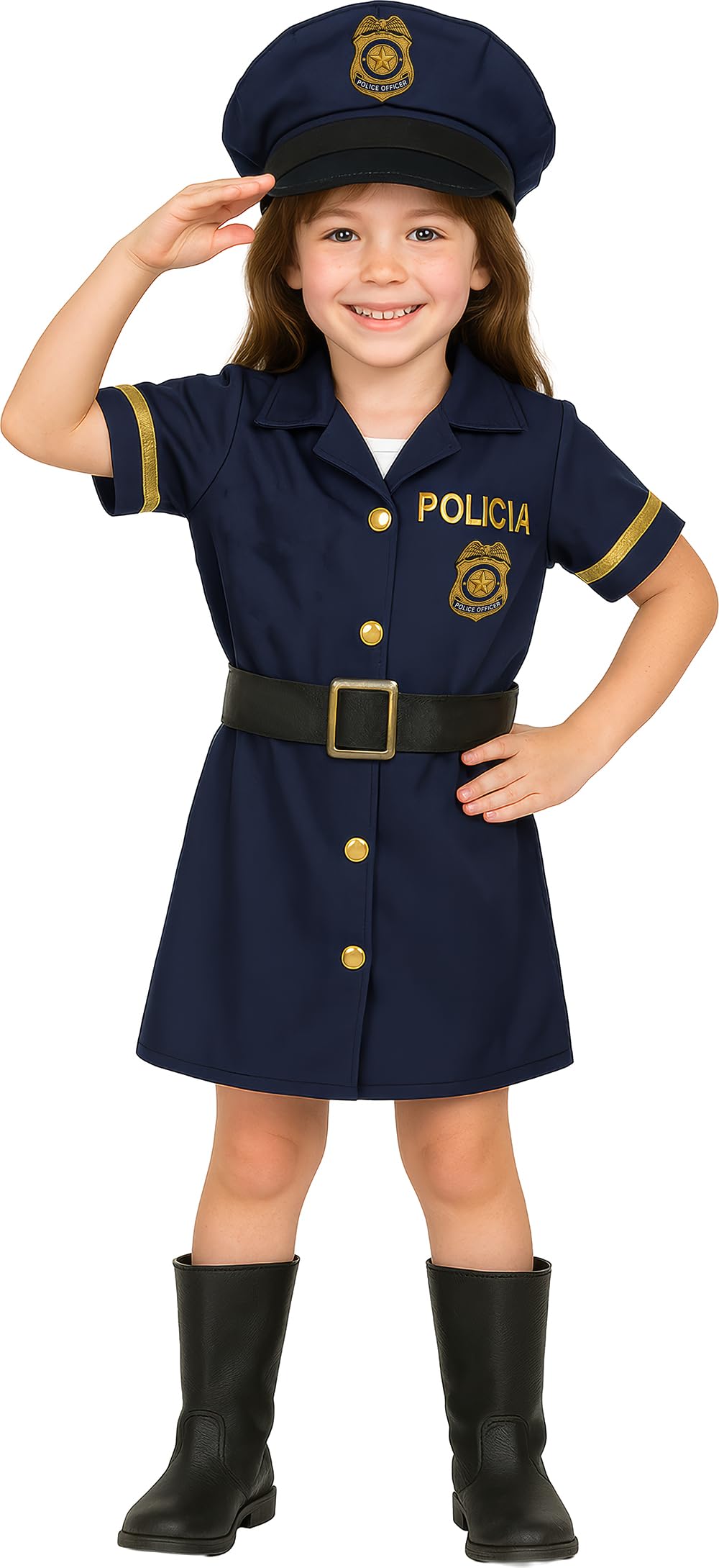 FIESTAS GUIRCA Police Fancy Dress Costume Child Girl Size 5-6 Years