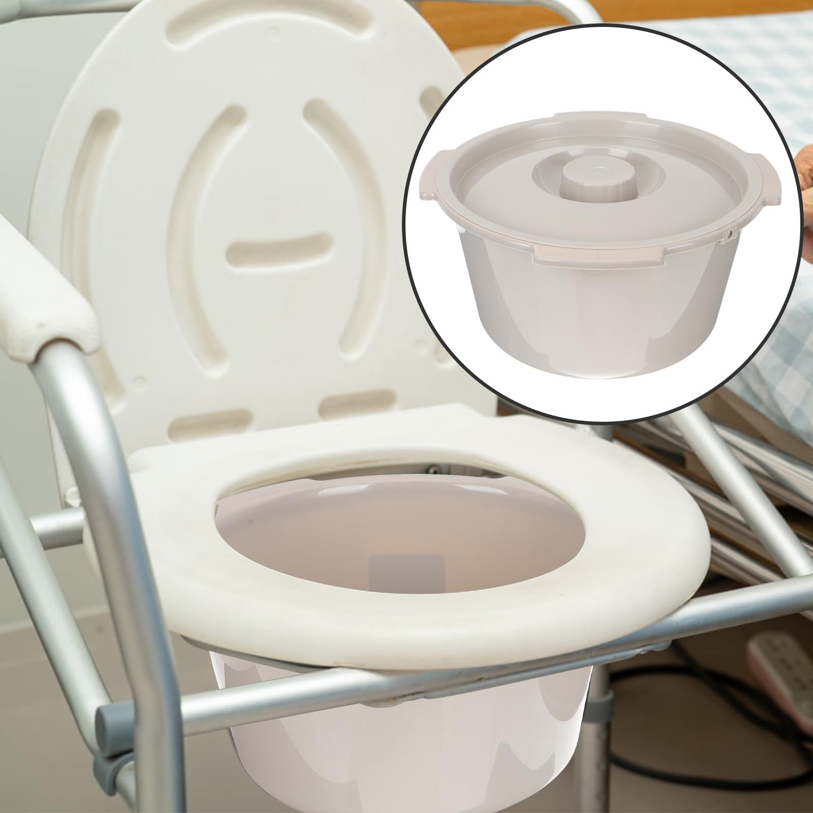 GALPADA Vaso da Notte Coperchio in Plastica PP per Anziani e Donne Incinte Accessori Bagno Pratico e Pulito per Uso Domestico e Cliniche