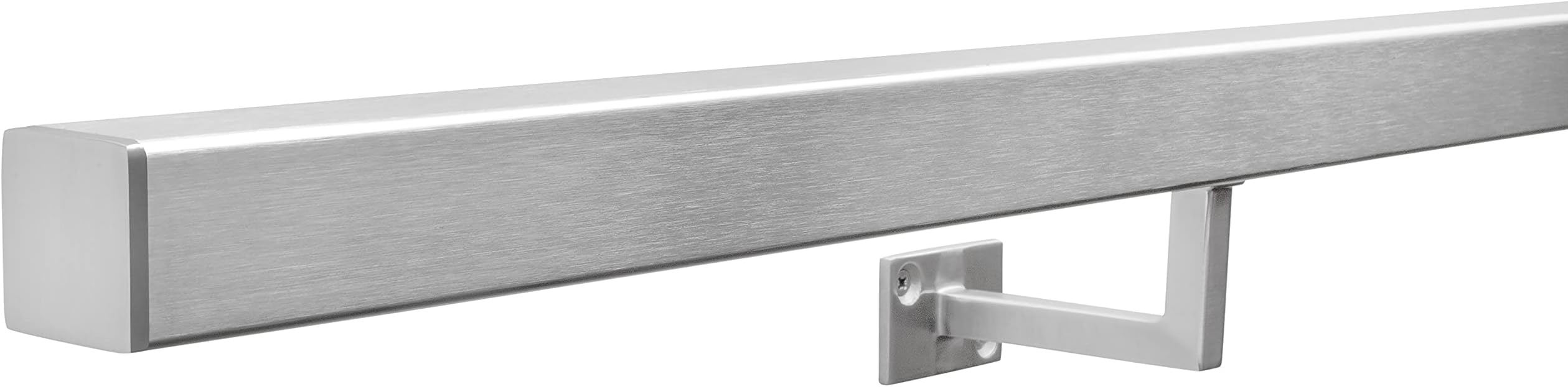 Seagull Balustrades Square Stainless Steel Handrails for Stairs - Select Your Length - Pre-Assembled with Premium Brushed Satin-Polished Steel Tube & Fittings - Made in The UK