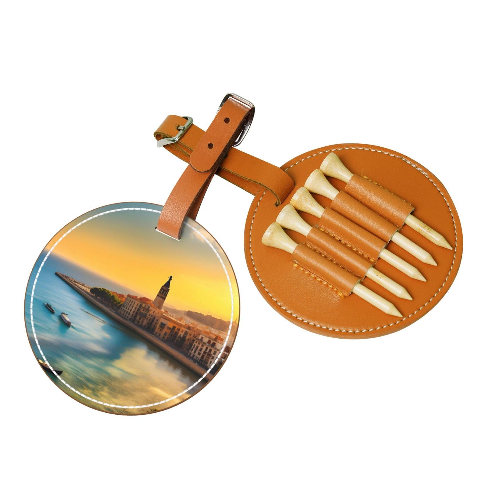 WXXWXD Sunset in Barcelona Printed Golf Tee Storage Bag - Portable Storage, Easily Organize Tees