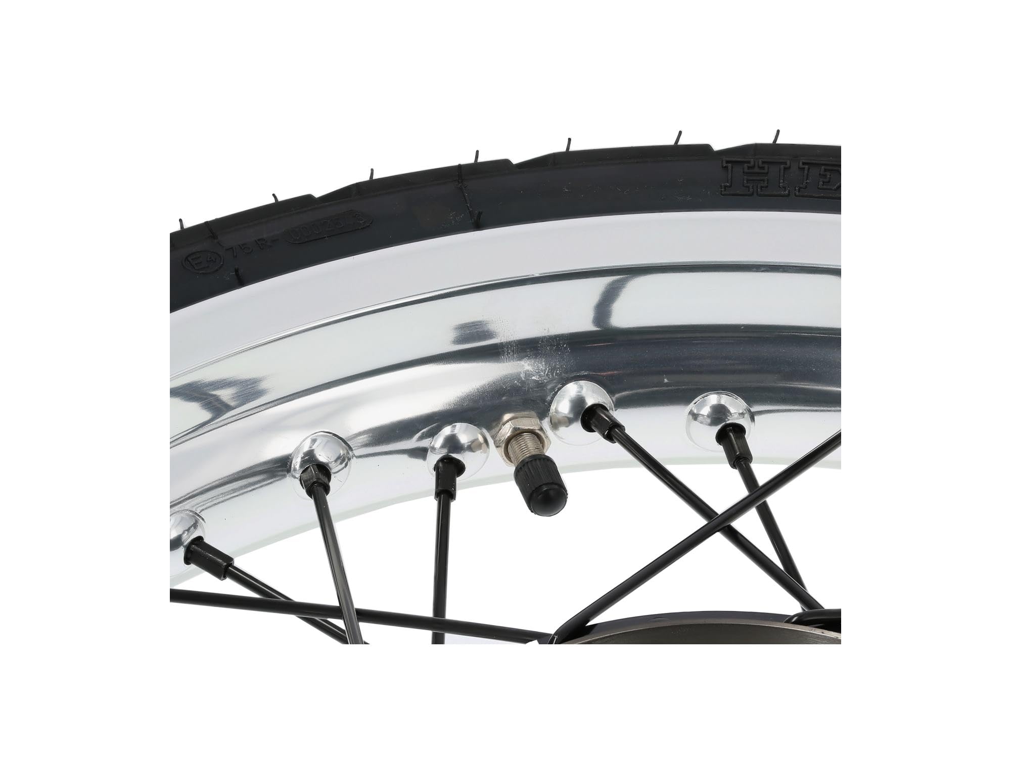 AKF Kompletne koło tuningowe z przodu 2,5 x 16" " felga aluminiowa + piasta i szprychy czarne + opony 80/80 Heidenau K63
