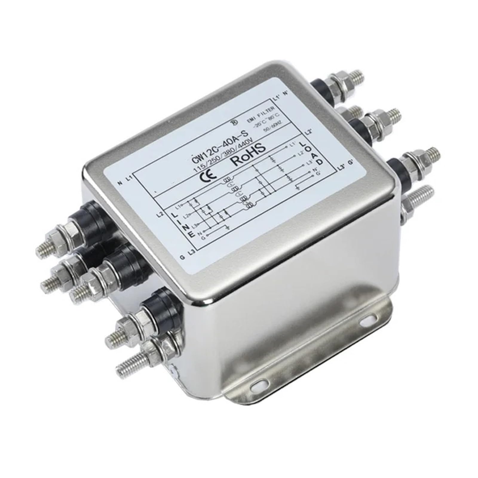 MBPAIHOP Three phase 380V power filter CW12B-60A-S inverter anti-interference(CW12B-20A-S)