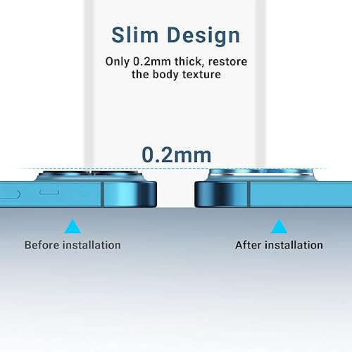 Miniatura 7 de Korecase Paquete de 2 protectores de cámara compatibles con iPhone 13 Mini, vidrio templado 9H, antiarañazos, polvo, fuerte adherencia, cobertura