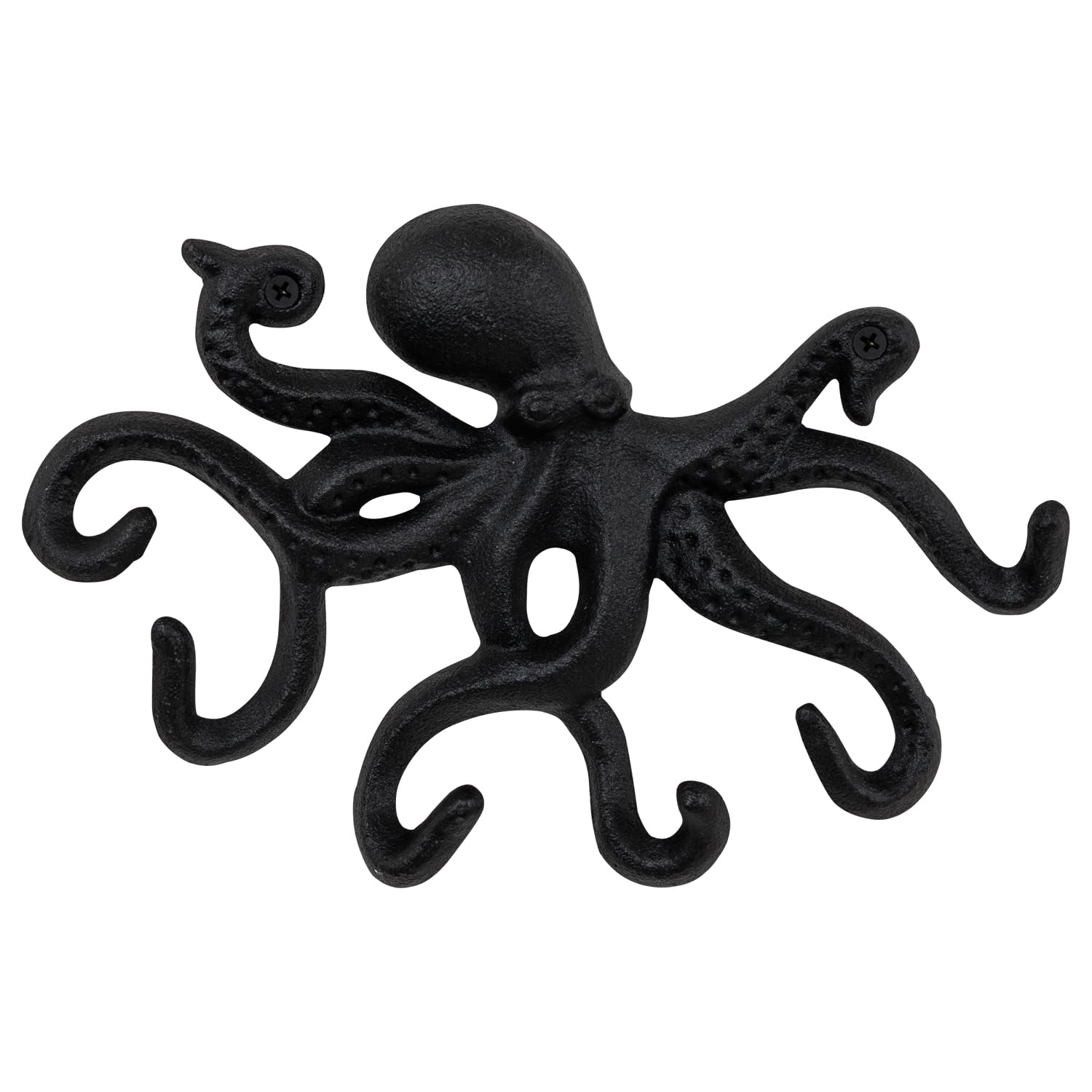Woodside 6 Hook Cast Iron Wall Mounted Octopus Coat Hanging Hooks, Hanger Rack for Jackets, Hats, Keys