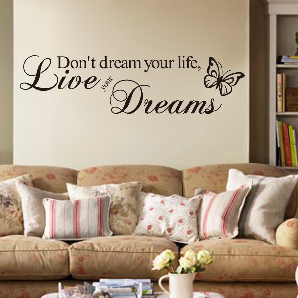 FANGLEE Don't Dream Your Life Live Your Dreams Quotes Wall Decal Removable Wall Stickers for Home Decor