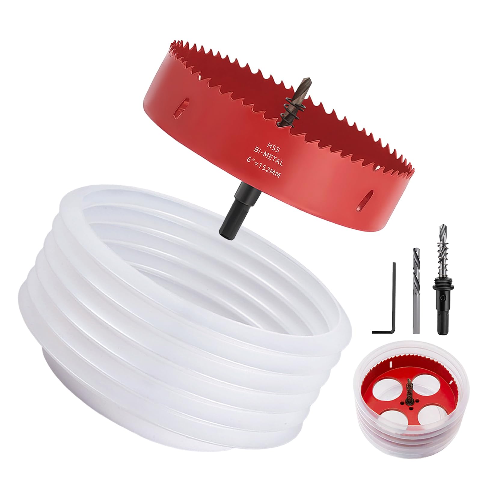 6 Inch Hole Saw Dust Bowl for Recessed Lights Bi-Metal 6 Hole Cutter Dust Catcher for Can Lighting Ceiling Wood Drywall PVC