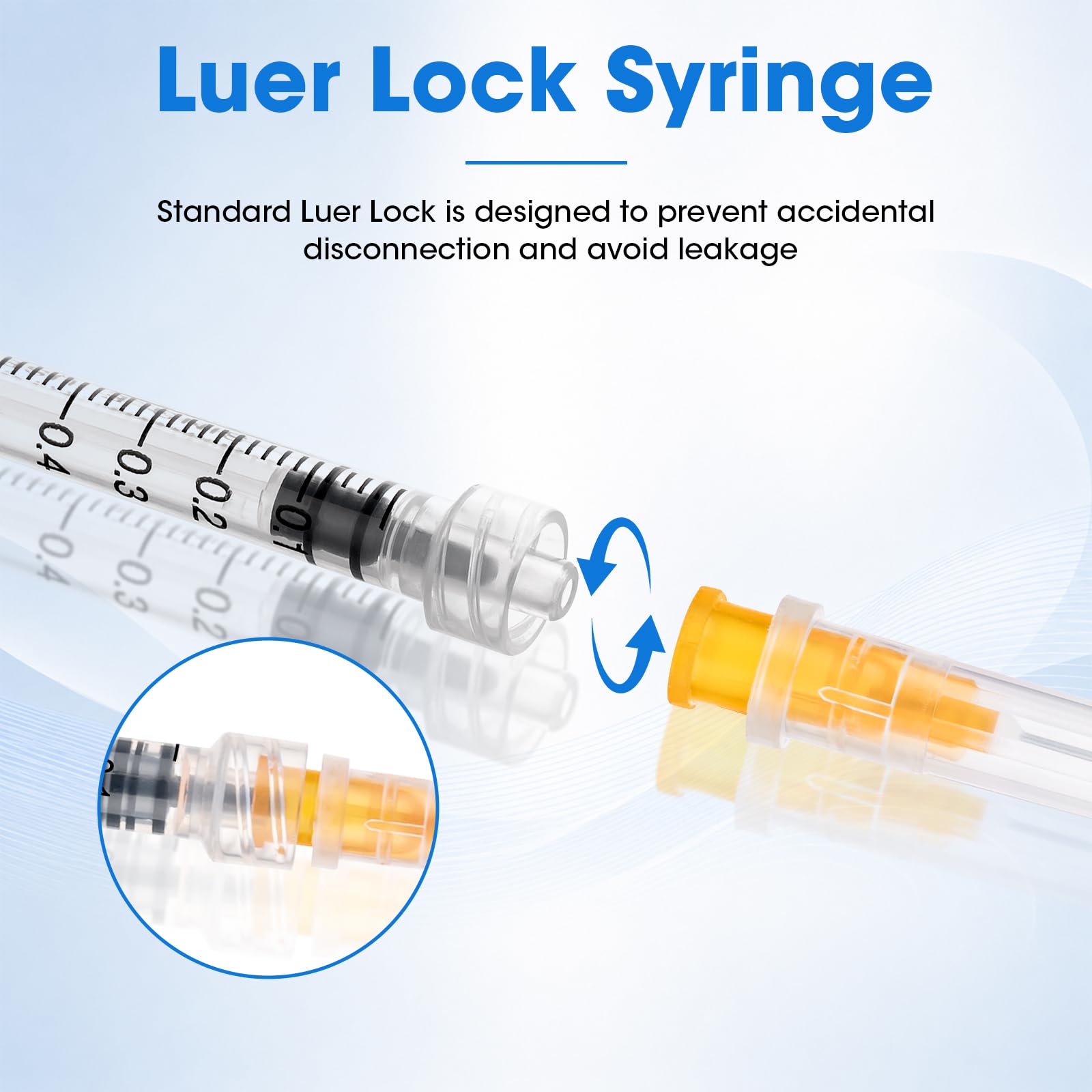 1ml Syringes with 25G 1 Inch(25mm), 1cc Luer Lock Syringes, 100 Pack — Amazon image 3