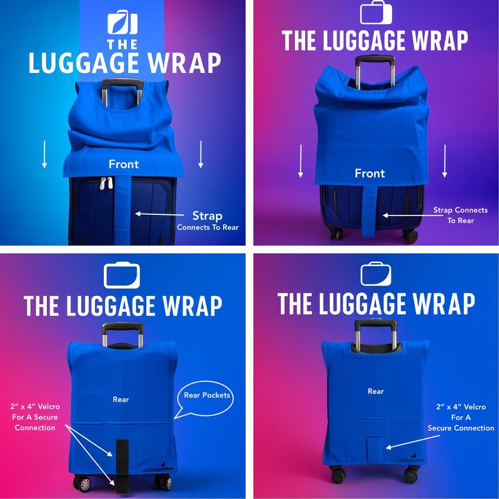 Small Breezy Blue Water-Resistant Luggage Covers for Suitcase TSA Approved for 19"-21" - Durable Patented Design Suitcase Covers for Luggage, Fundas para Maletas, Travel Accessories
