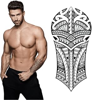 S.A.V.I Temporary Tattoo For Men and Women, Totem Tribal Design, 3D Realistic Tattoos Stickers, Black Color, For Unisex, Size -21x10CM-picture-17