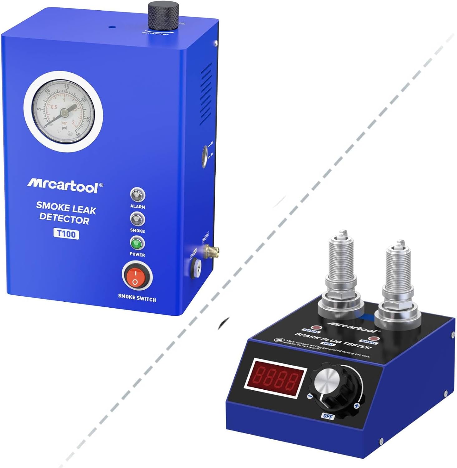 MR CARTOOL T100 EVAP Automotive Smoke Machine, Built-in Air Pump Smoke Leak Detector with Pressure Gauge, Exhaust Smoke Tester for All DC 12V Vehicles (Upgraded T100)