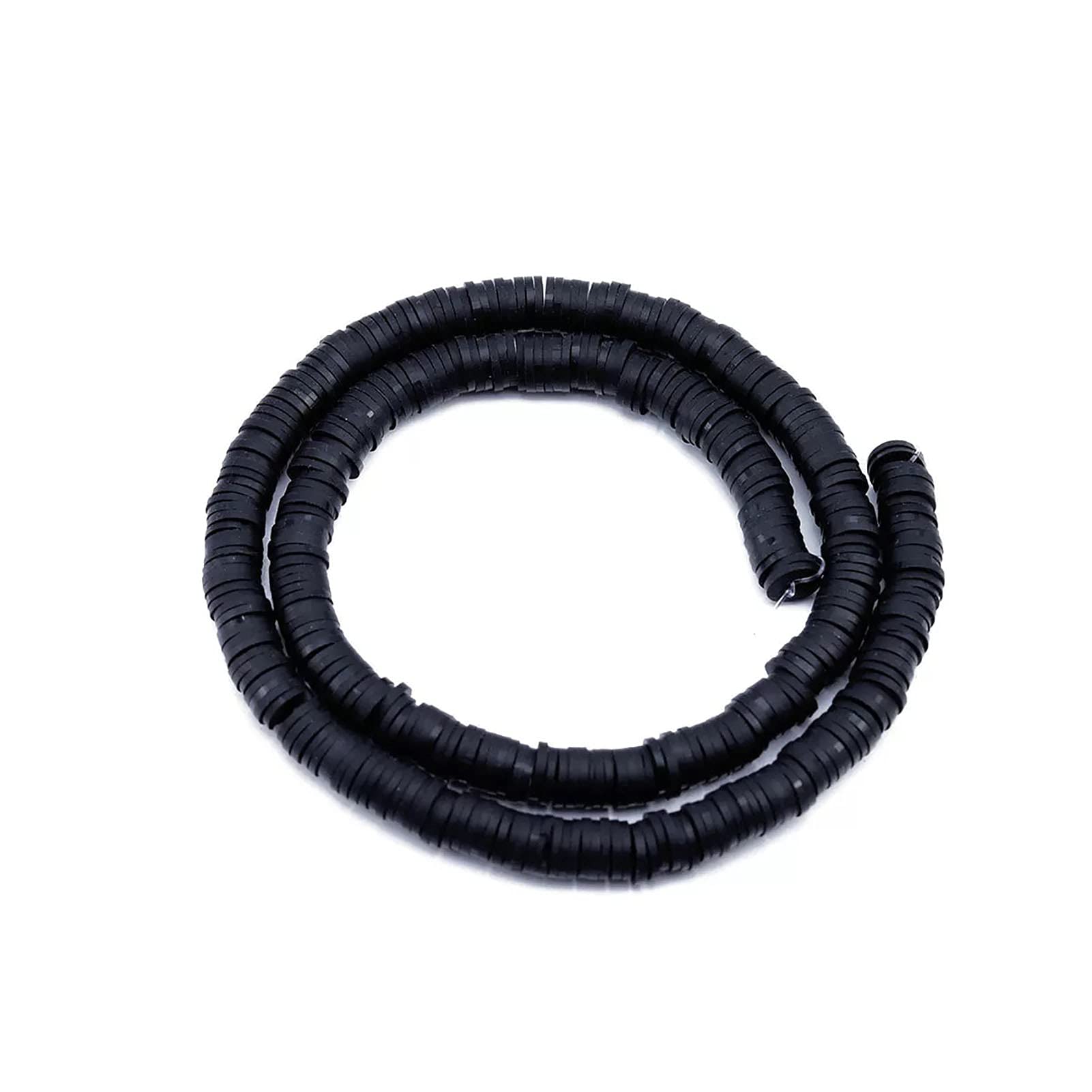 About 380-400pcs 7mm Clay Beads Flat Round Polymer Clay Spacer Beads Black Handmade Rondelle Disc Slice Heishi Loose Bead Strand for DIY Jewelry Bracelet Necklace Earring Craft Making