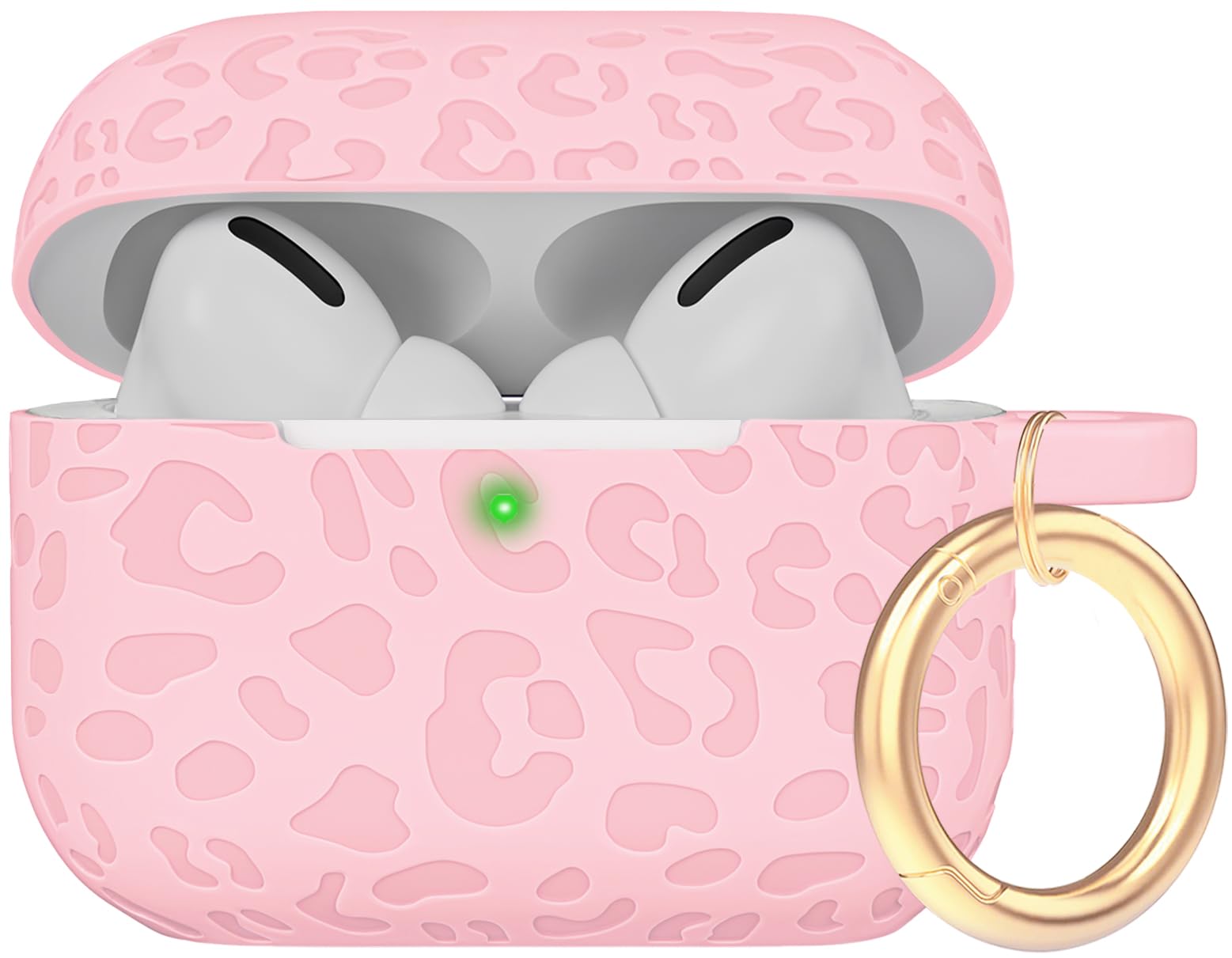 Case Compatible with AirPods Pro 3 Generation 2025 Cover with Keychain, Gawnock Engraved Leopard Skin Soft Cover for AirPods Pro 3 Case Full Protection,Front LED Visible, Pink