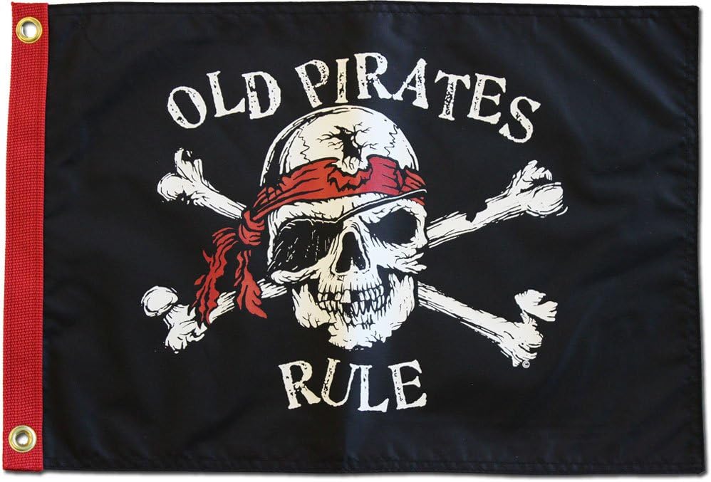 Old Pirates Rule Black Nylon Outdoor Flag with Brass Grommets