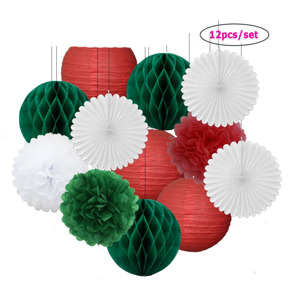10 Lanternes Rondes En Papier 20 Cm (8 Pouces) - Blanc Et Rose Rouge - Pour Décorations Fête, Mariage, Anniversaire