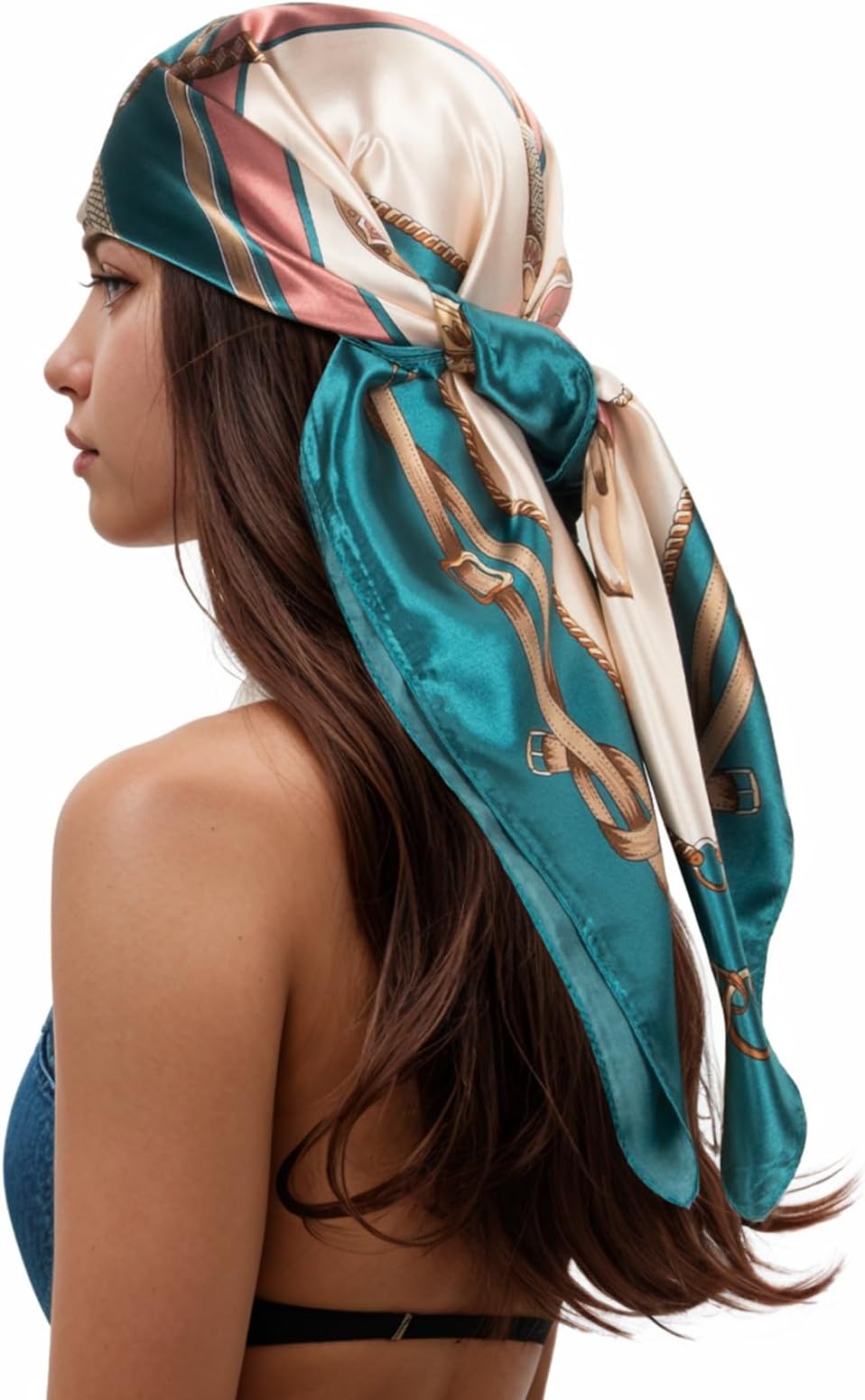 RIIQIICHY Head Scarf for Women Like Silk Scarf Hair Scarf Printed Square Scarf Bandanas for Women 35 Inches
