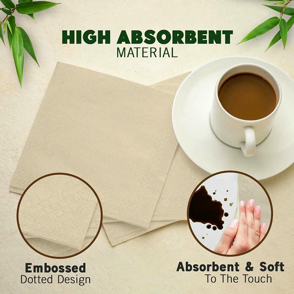 JJDFW Lot de 100/200/500 serviettes de table en pâte de bambou non blanchie