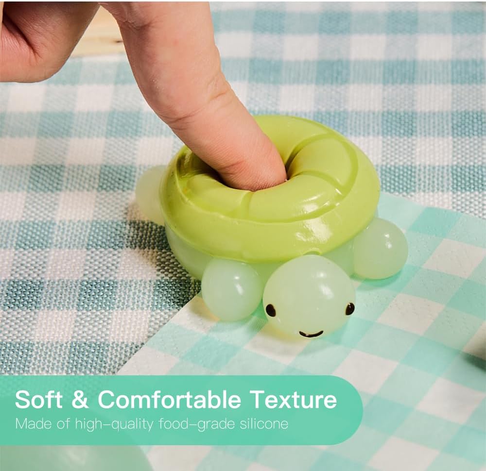 Cute Animals Taba Squishy Toys for Kids & Adults – Kawaii Stress Relief Fidget Sensory Toys, Soft Silicone Squeeze Gifts for Children, Teens, and Adults (Turtle)