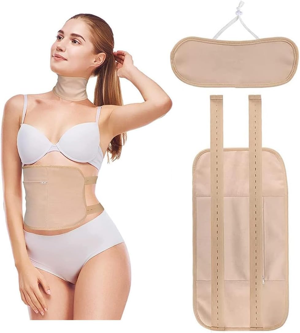 Ricinusoliepakket, 2 stuks biologische ricinusolie katoen taille en nek olie packs herbruikbare ricinusolie pack wrap kit voor verlichting stress lever detox slaaphulp latex