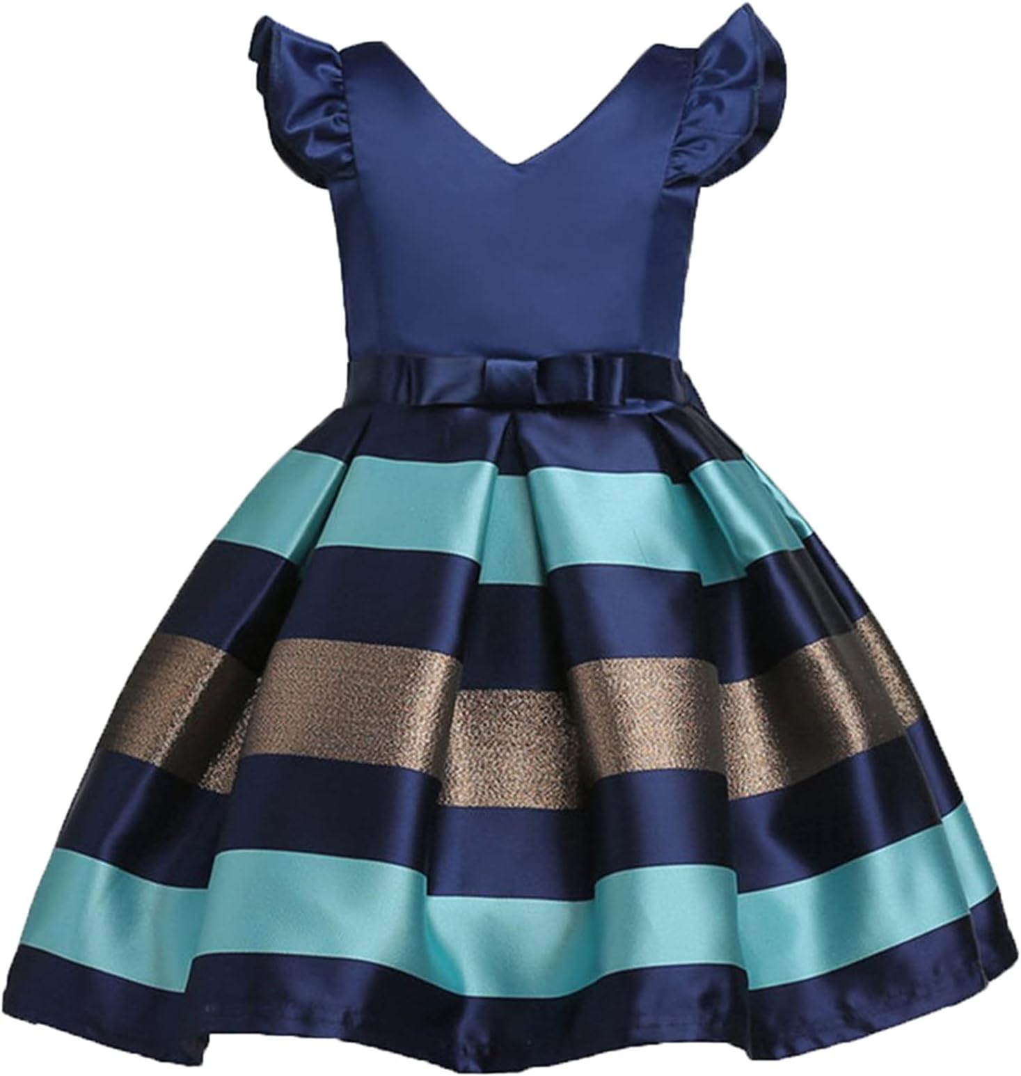 2-10T Girls Striped Dresses Toddler Christmas Wedding Party Dress