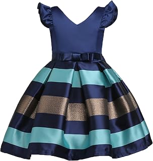 NSSMWTTC 2-10T Girls Striped Dresses Toddler Christmas Wedding Party Dress