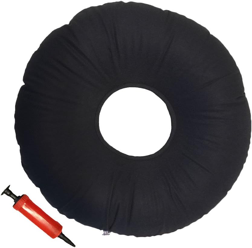 Donut Pillow Cushion, Extra-Large 22” Inflatable Medical Seat w/Pump for Hemorrhoids, Surgery Recovery, Back Pain, or Postpartum Healing