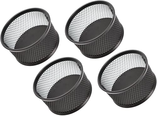 Cabilock Mesh Paper Clip Holder Organizer 4Pcs Metal Mesh Storage Barrel Dispenser for Desk Office School Supplies