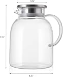 Hedume 2 Liter 68 Ounces Glass Pitcher with lid, Large Heat Resistant Glass Beverage Pitcher, Glass Water Pitcher with Lid and Handle, Carafe for Iced Tea, Wine, Coffee, Milk and Juice Beverage