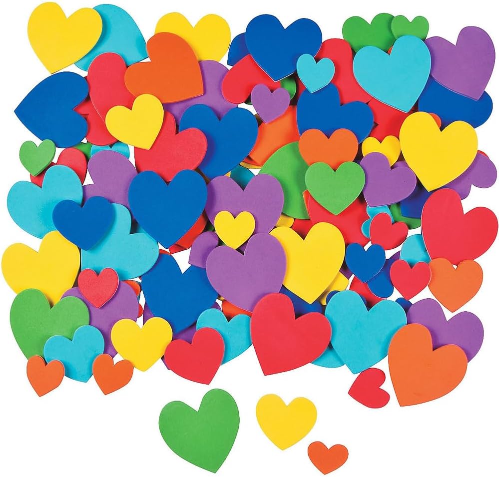 Adhesive Foam Bright Hearts - Bulk Set of 532 Pieces - Valentine's Day Crafts for Kids and Fun Home Activities (Pack of 2)