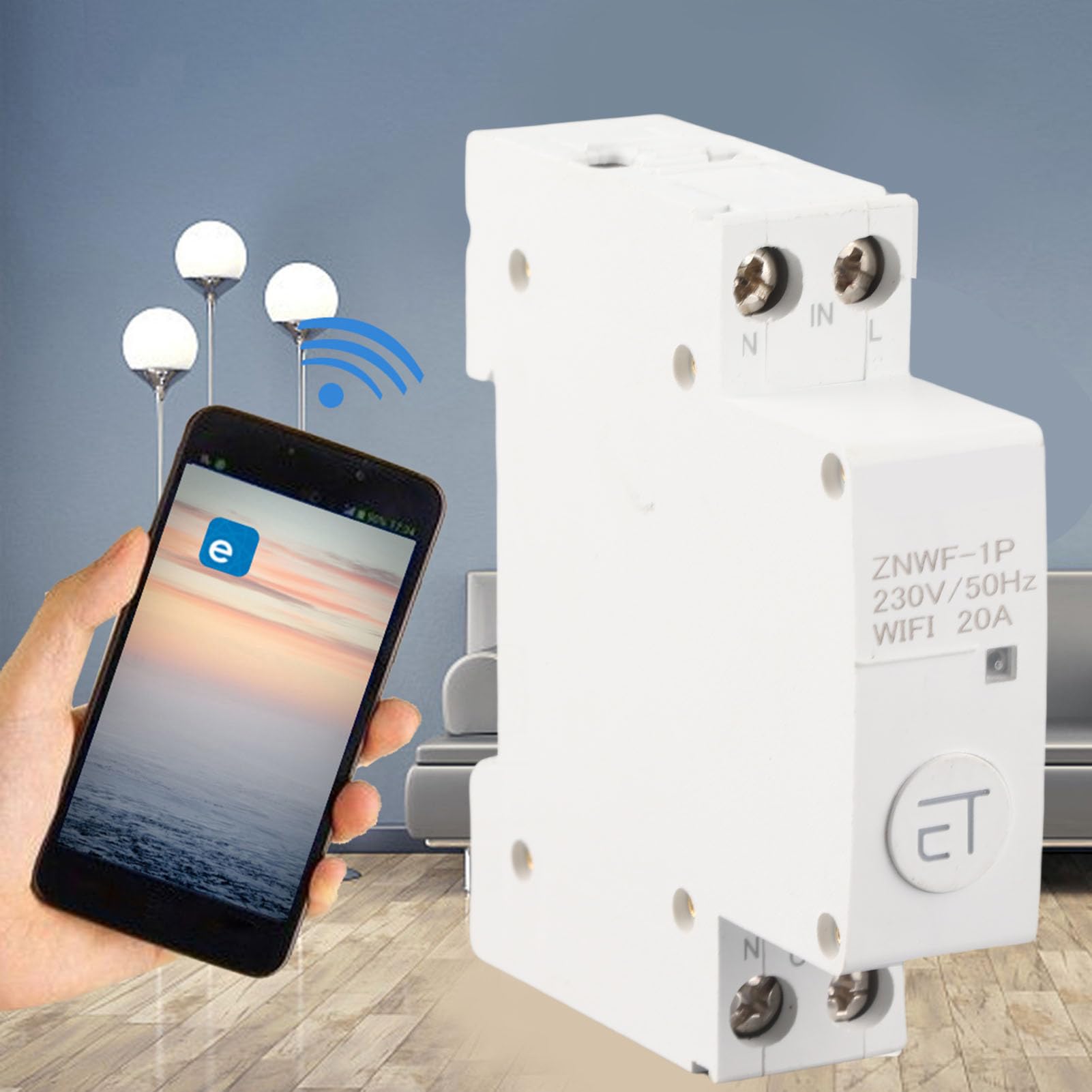 contactor,Disyuntor WIFI,Interruptor Remoto Inteligente,Disyuntor WIFI inteligente Chip de detección táctil Protección contra sobretensión Disyuntor estable de control remoto para(1P 20A)