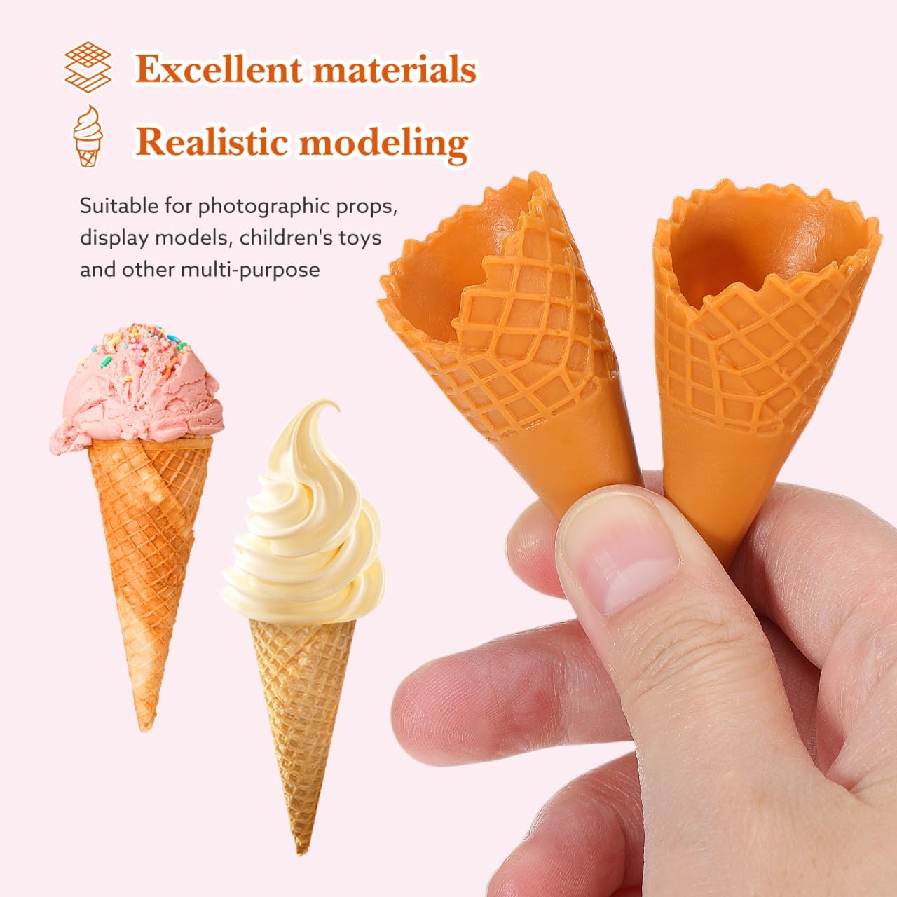 UPKOCH 15pcs Mini Artificial Ice Cream Cones Set - Realistic Play Food Toys for Kids, Beach & Sand Play, Ideal for Pretend Play and Ice Cream Cones Simulation