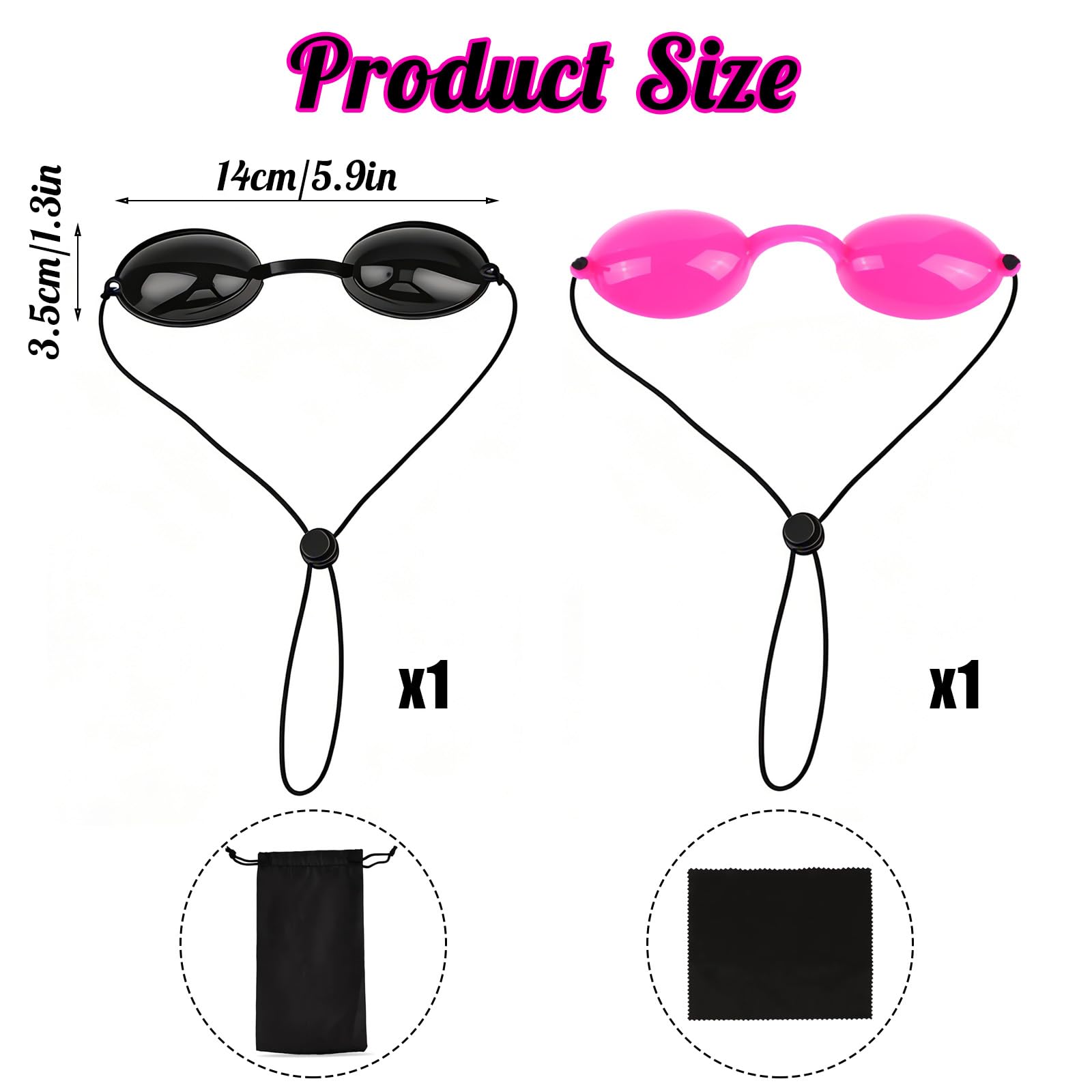 Tanning Goggles, Tanning Goggles for Tanning Beds with Storage Bag and Cleaning Cloth for Eye Protection, Sunbathing - 3