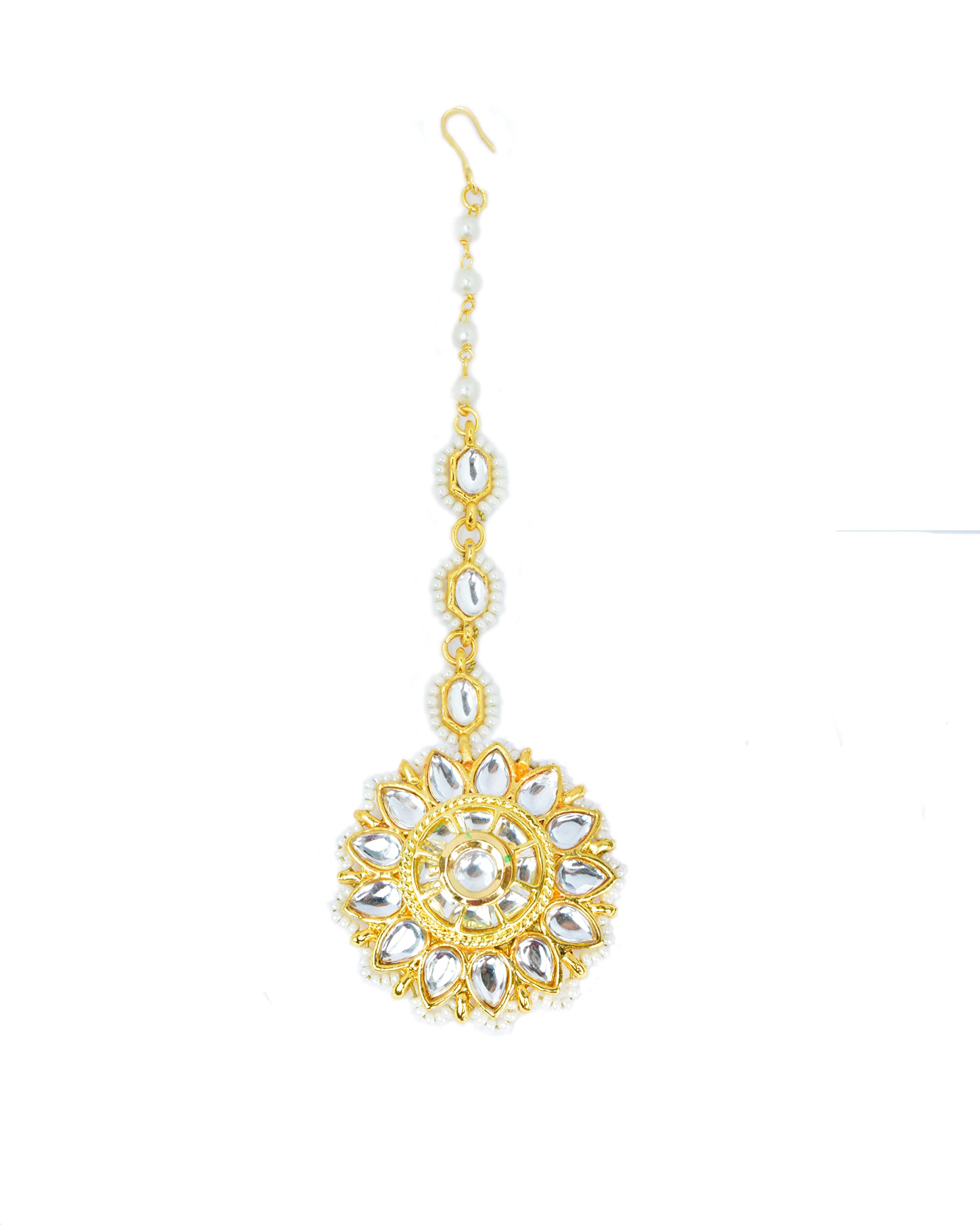 Traditional Borla Maang Tikka Gold Plated Kundan Studded Forehead Jewellery For Women and girls (B0BB9NFRF8) Amazon Price History, Amazon Price Tracker