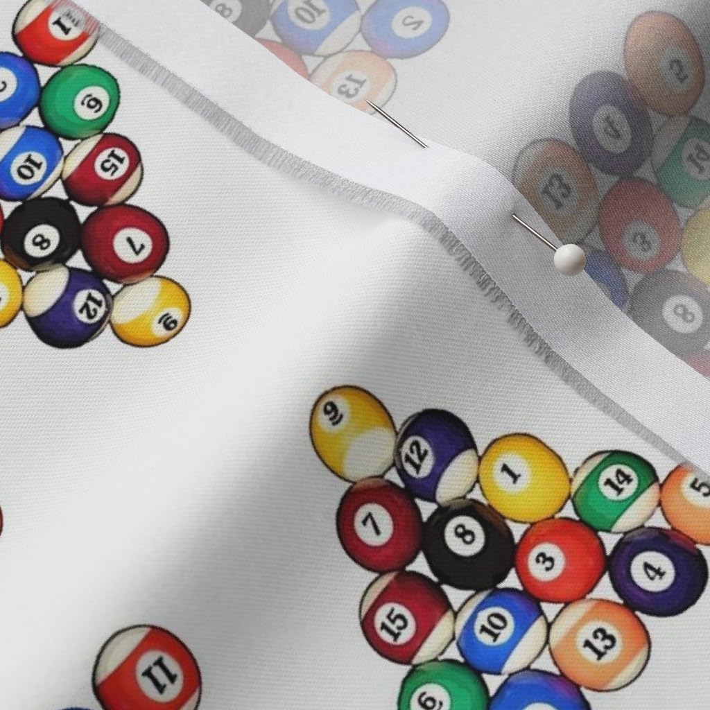 Spoonflower Fabric - Ball Pool Billiards Balls Games Sport Game Match Man Cave Printed on Organic Cotton Sateen Fabric by The Yard - Sewing Quilting Apparel Home Decor